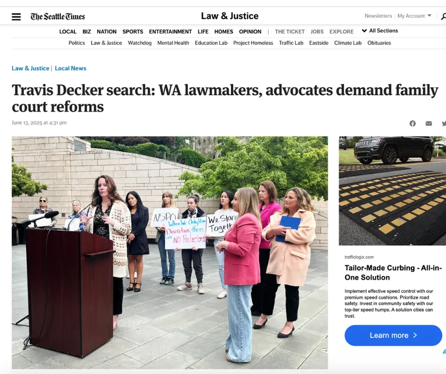 The Seattle Times article: Travis Decker search — WA lawmakers, advocates demand family court reforms